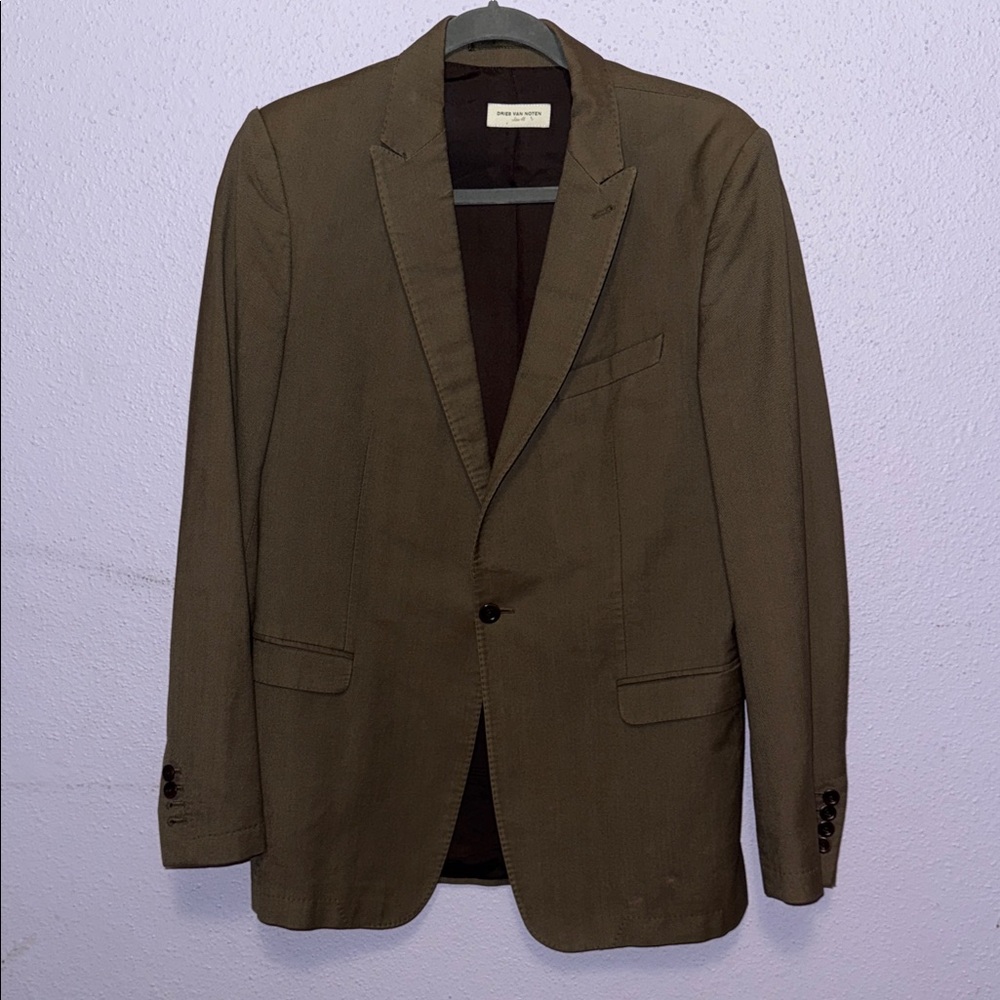 Dries Van Noten Tan Khaki Brown Blazer Sport Coat 40 R